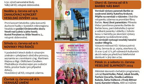 Program Kulturního domu Veselí nad Lužnicí - červen 2024