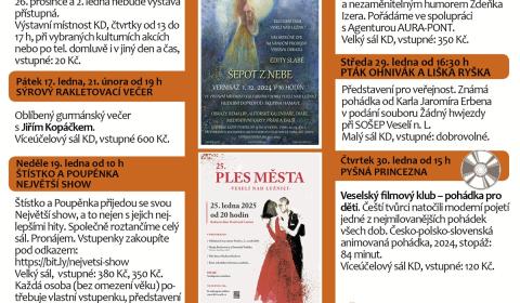 Program Kulturního domu Veselí nad Lužnicí - leden 2025