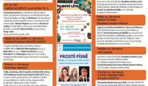 Program Kulturního domu Veselí nad Lužnicí - červenec 2026