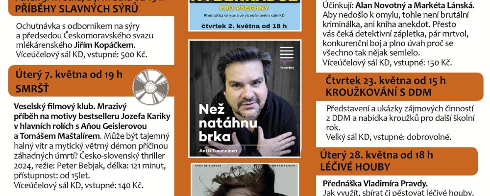Program Kulturního domu Veselí nad Lužnicí - květen 2024