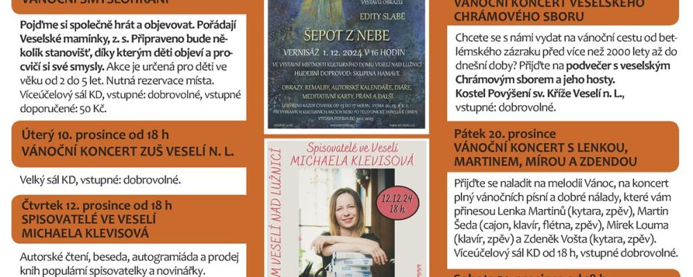 Program Kulturního domu Veselí nad Lužnicí - prosinec 2024