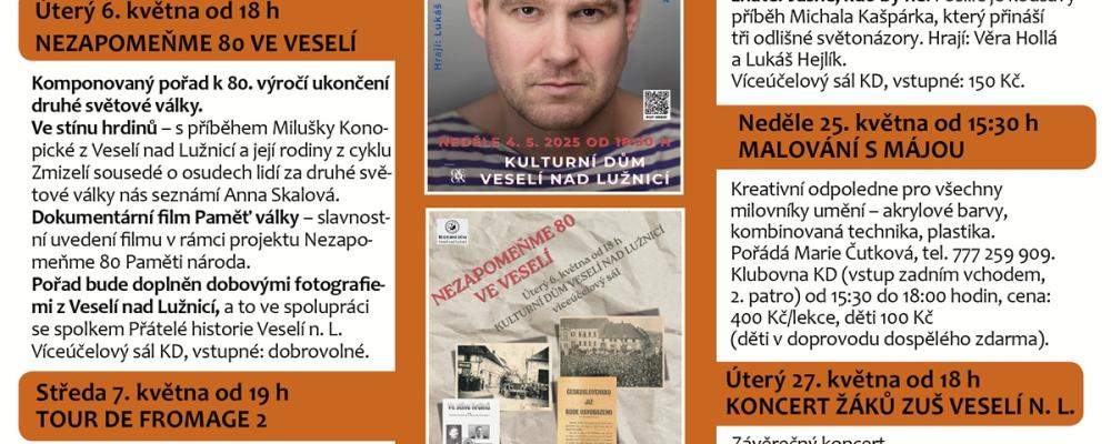 Program Kulturního domu Veselí nad Lužnicí - květen 2025